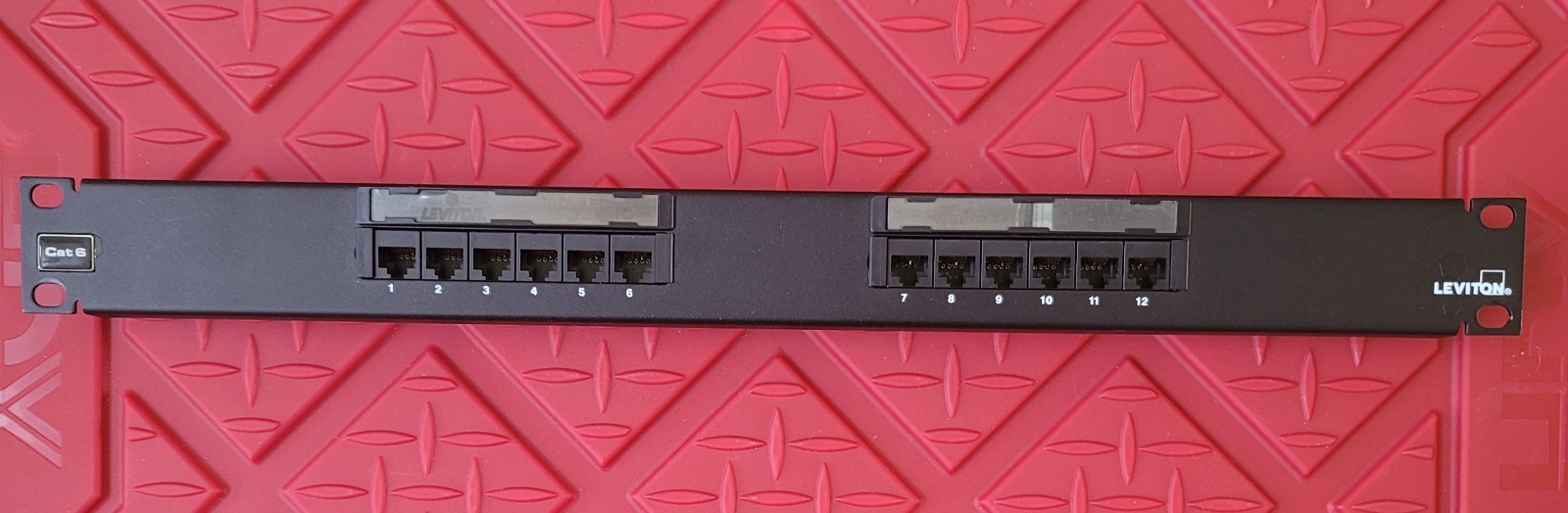 Leviton 69586-U12 Cat 6 UTP Flat 110-Style Patch Panels 12-Port 1RU Black