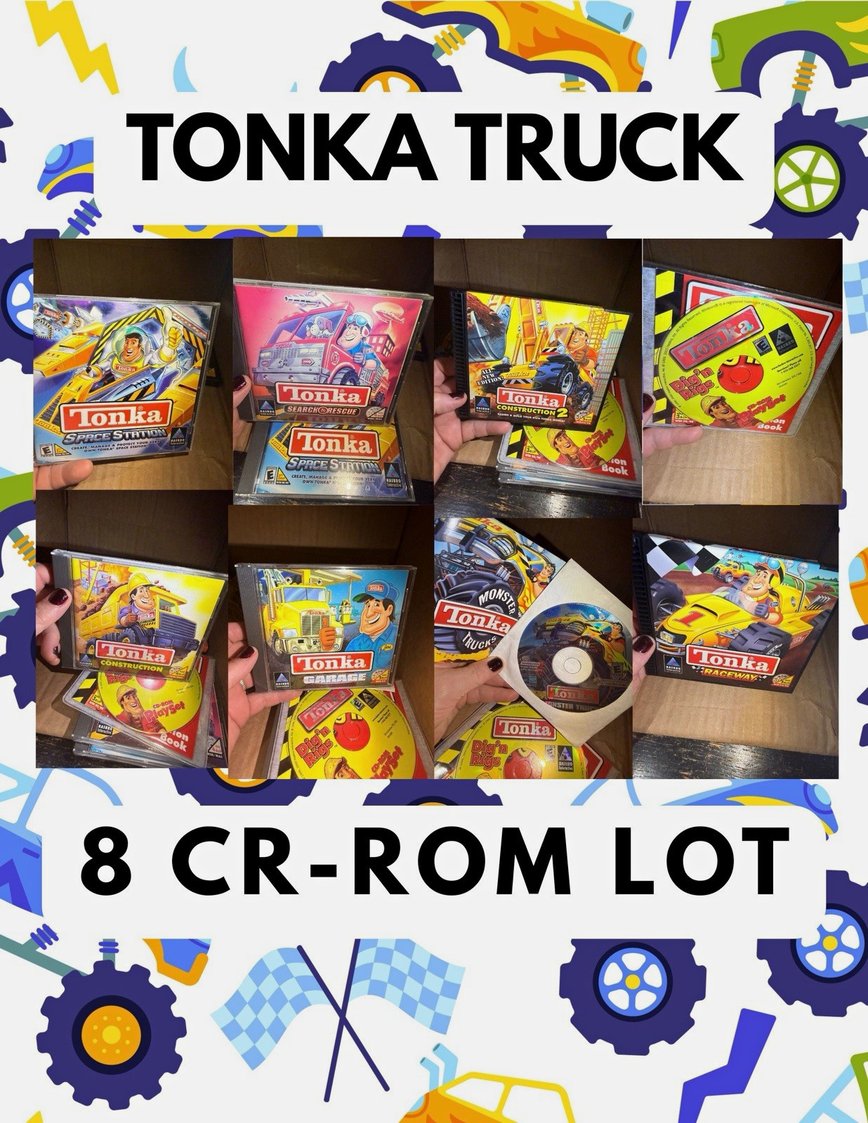 Tonka Truck Lot of 8 CD-ROM Kids Games Win95/98 Mac Dig'n Rigs Raceway