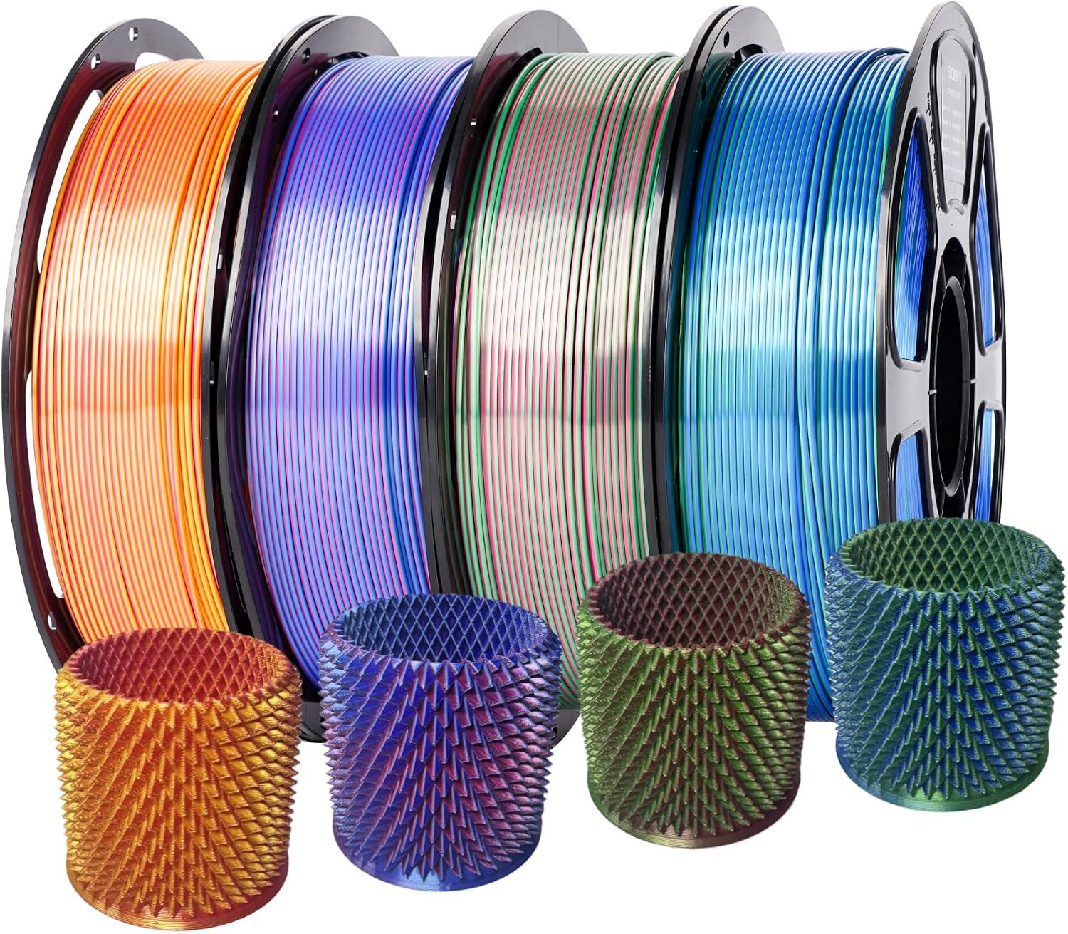 Silk Dual Color Filament Bundle 4KG, 3D Printer Filament 1.75Mm