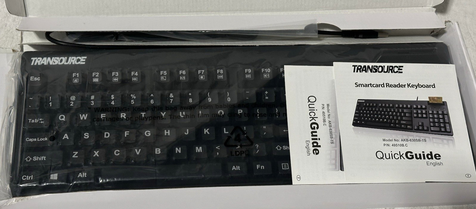 Transource Wired Smartcard Reader Keyboard Model AKB-630SB-TS-Open Box