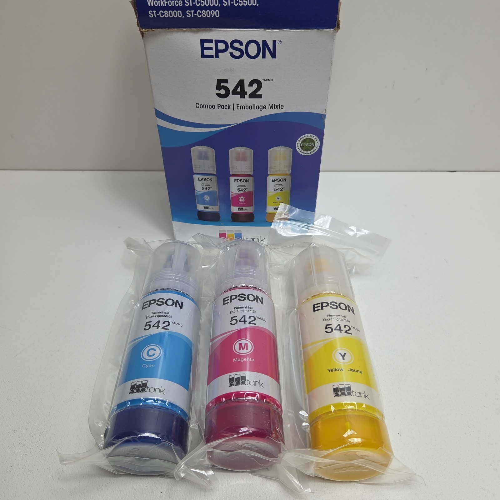 NEW GENUINE - EPSON 542 ECOTANK COLOR SET INK BOTTLES - T542520-S - Sealed 2030