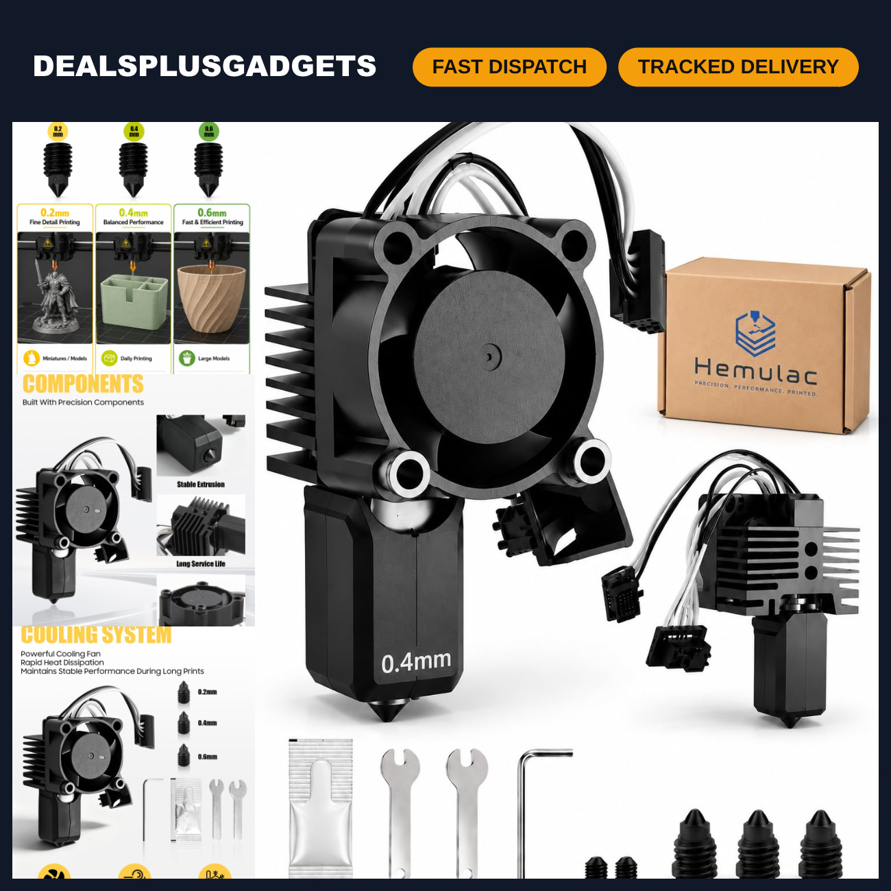 Complete Hotend Kit for 3D Printer - Hardened Steel Nozzles, Ceramic Heater, Fan