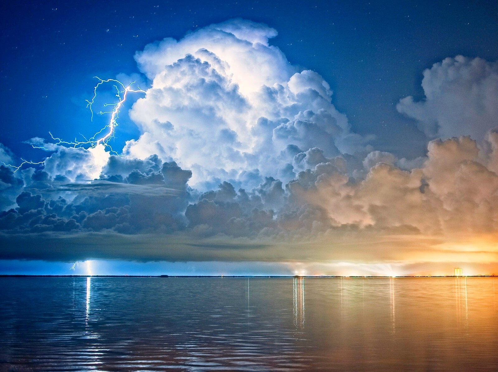 Landscape lightning clouds storm starry night cape Custom Gaming Mat Desk