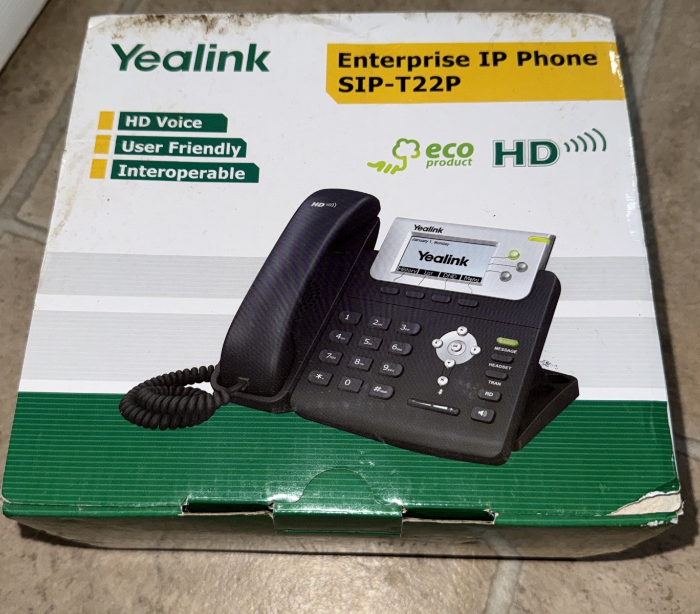 Yealink SIP-T22P Enterprise IP Phone, New in Original Box