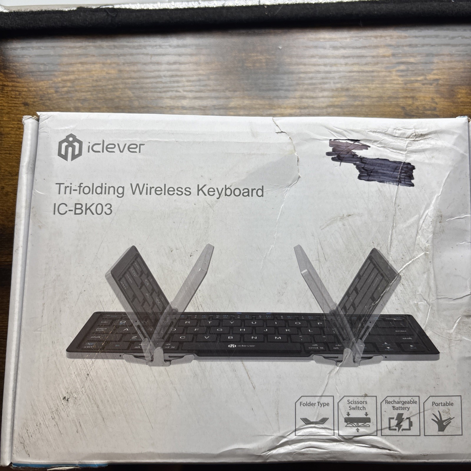 iClever Tri-folding Wireless Keyboard Bluetooth Multi Device IC-BK03 New