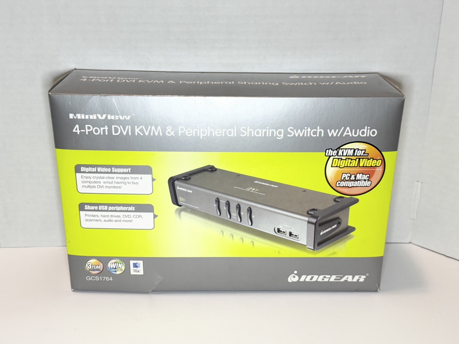 IOGEAR GCS1764 Miniview DVI 4-Port DVI KVMP Switch with Audio - OPEN BOX