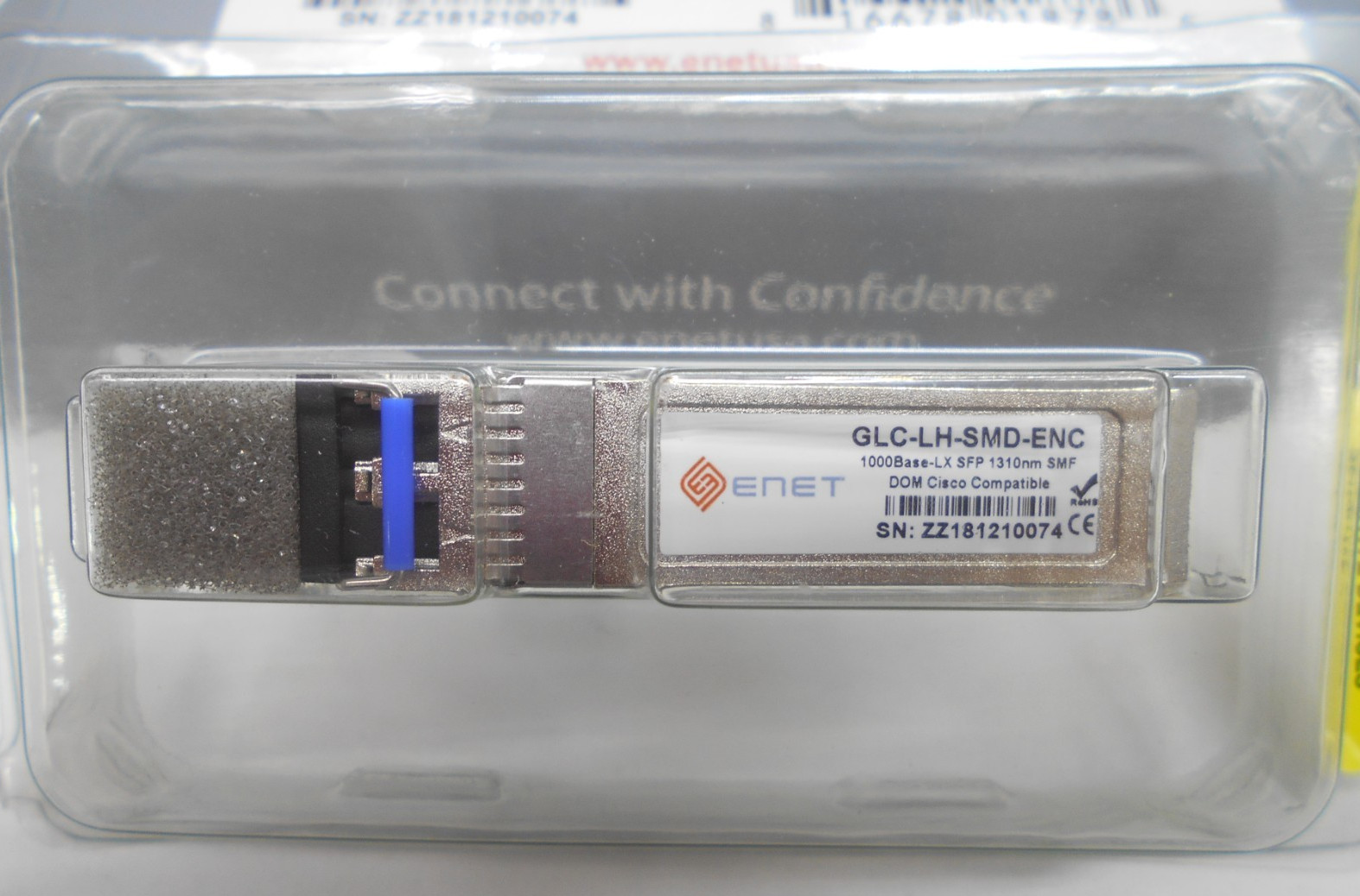 ENET GLC-LH-SMD-ENC 1000Base-LX SFP Transceiver 1310nm 10km SMF DOM Qty: 1