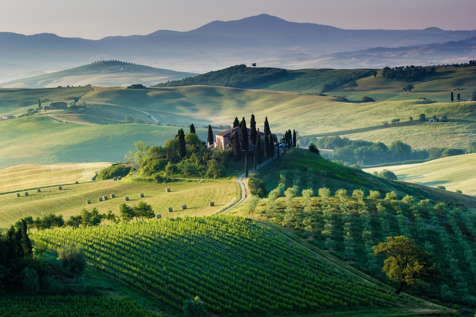 Landscape italy europe field sunlight hills farm Custom Gaming Mat Desk