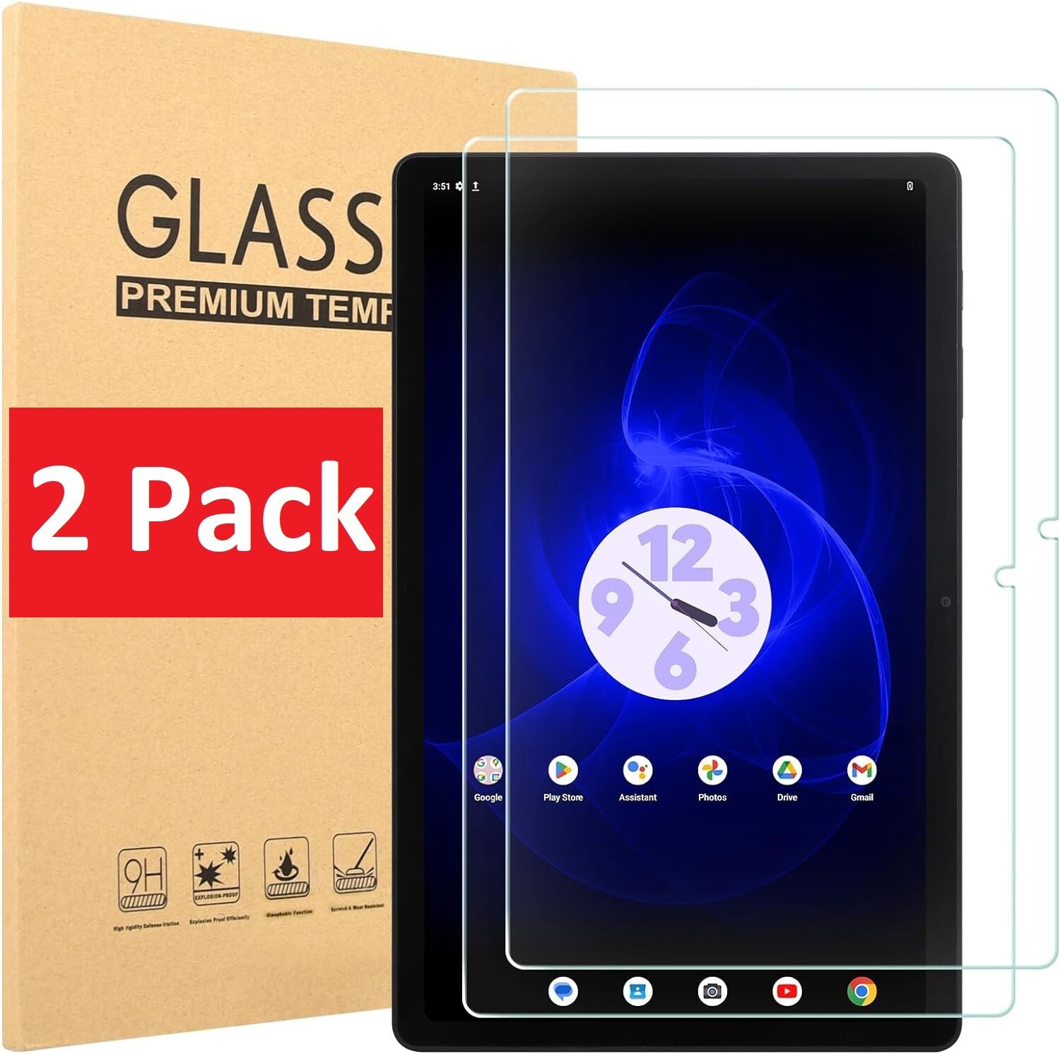 (2 Pack) For T-Mobile Revvl Tab 2 Screen Protector Tempered Glass Case Friendly