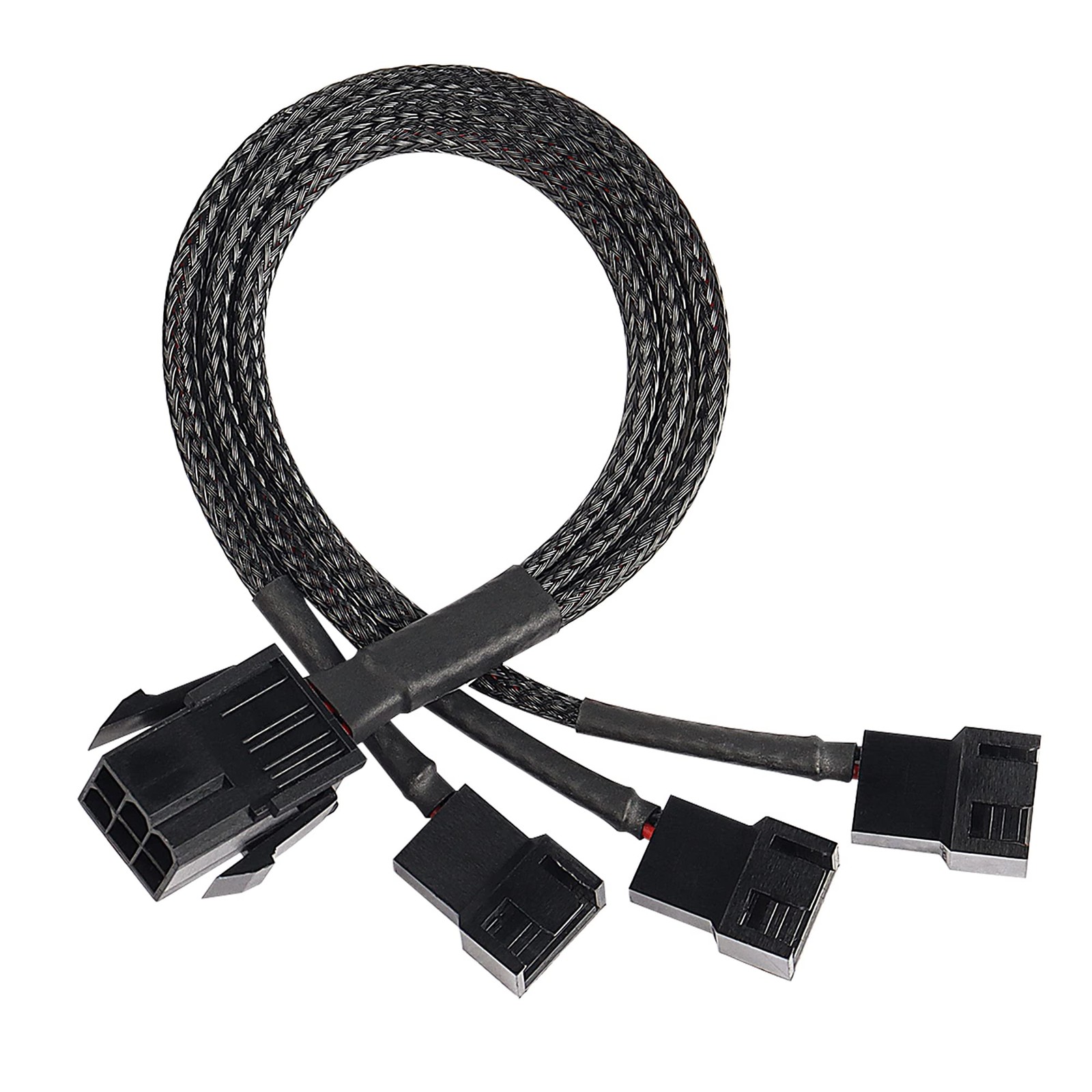 GRLRHONR 6 Pin PCI-E to 6 x 3Pin 4Pin PC Case Fan Sleeved Adapter Cable, 3/4P...