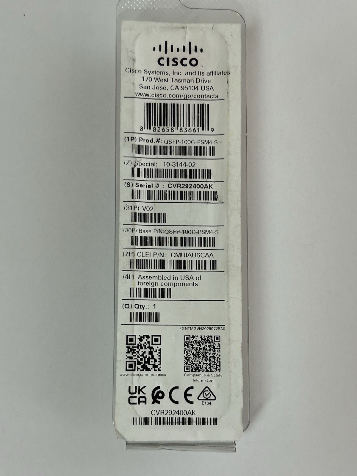 Cisco QSFP-100G-PSM4-S 100GBASE PSM4 QSFP  MPO New Cisco Original w/ Holo