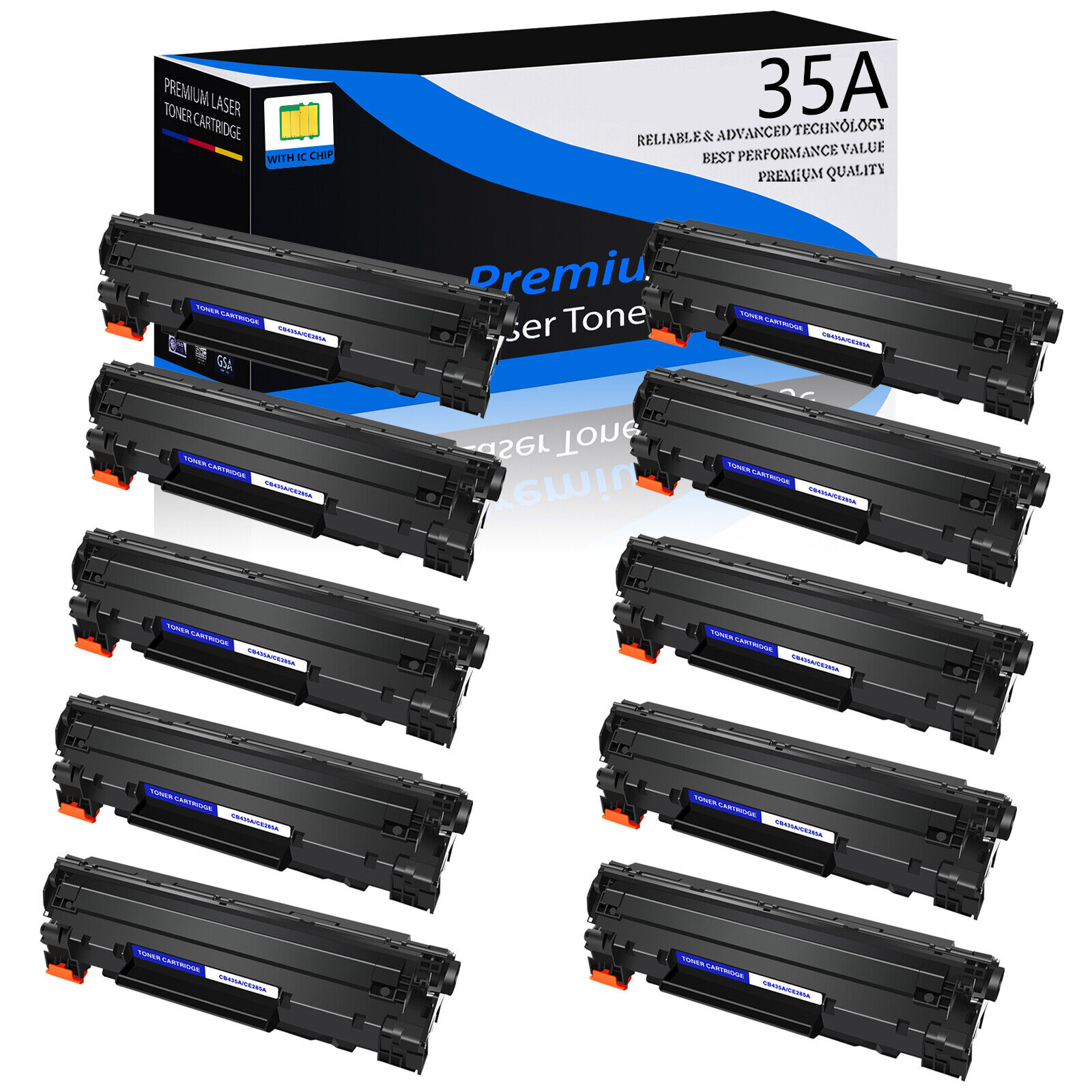 10PK CB435A Toner for HP  LaserJet P1002 P1003 P1004 P1005 P1006 P1009 Printer