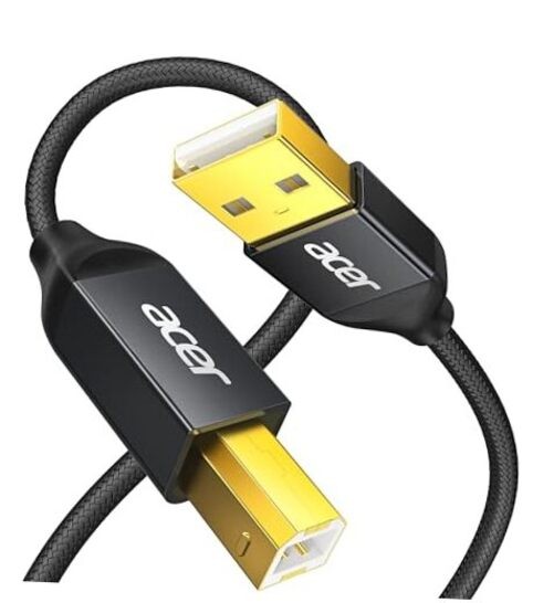 acer Printer Cable 10ft, USB A to USB B Cable, High Speed Nylon Scanner 10 FT