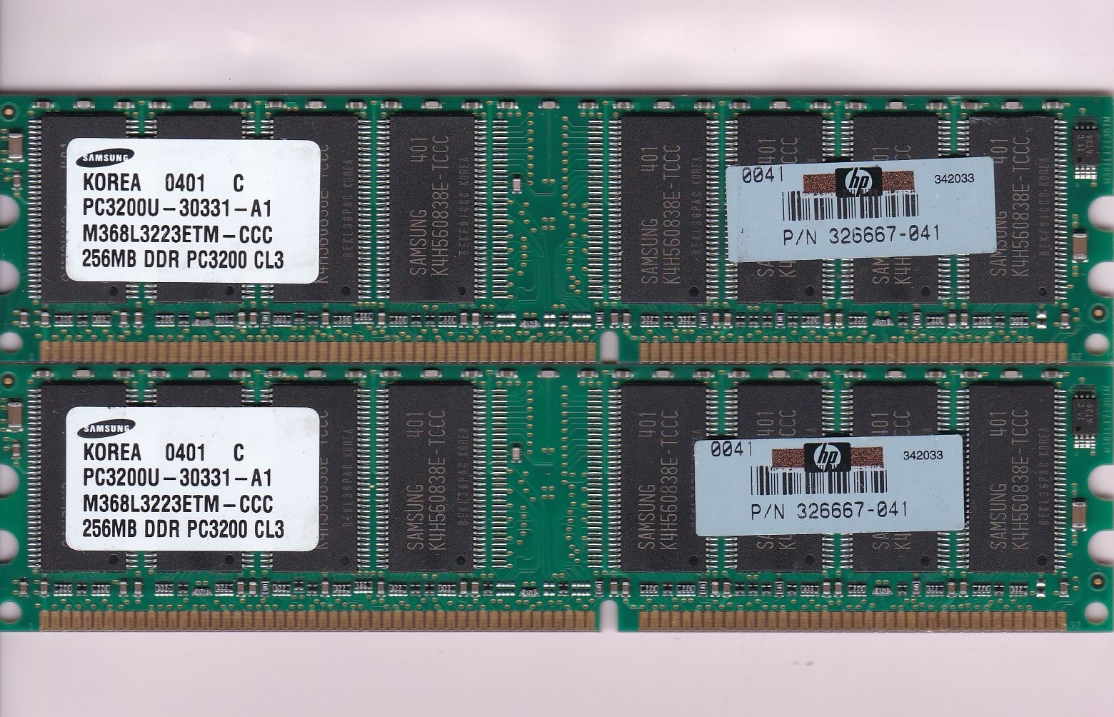 512MB 2x256MB PC3200 DDR-400 SAMSUNG KIT M368L3223ETM-CCC DDR1 HP 326667-041 KR