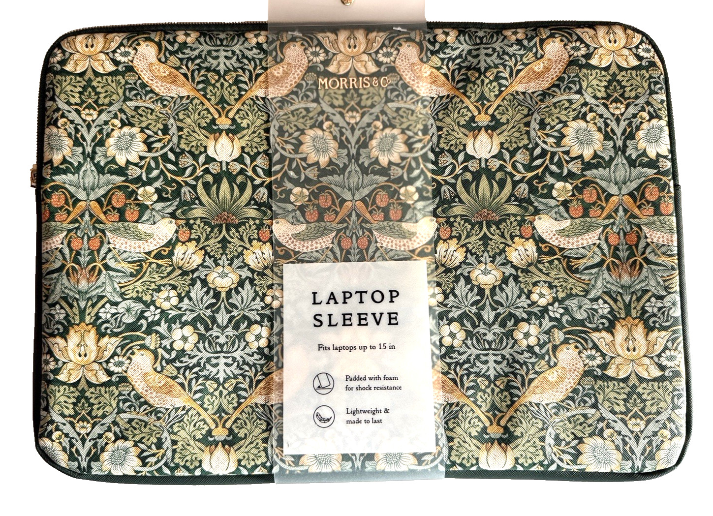 William Morris & Co Strawberry Thief Laptop Sleeve Case Padded Fits Up to 15"