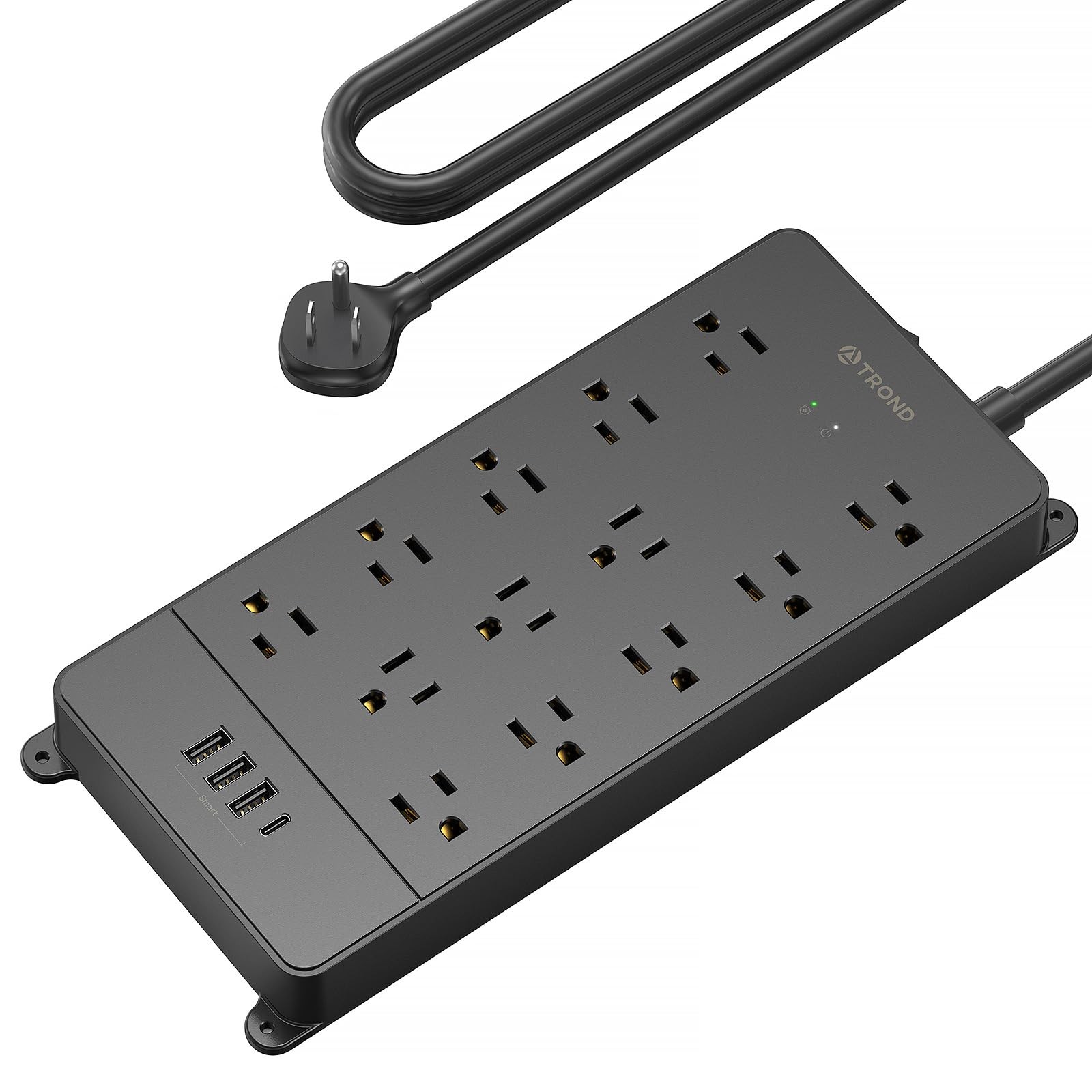 Trond Surge Protector Power Strip 4000 Joules Etl Listed 13 Widely-Spaced