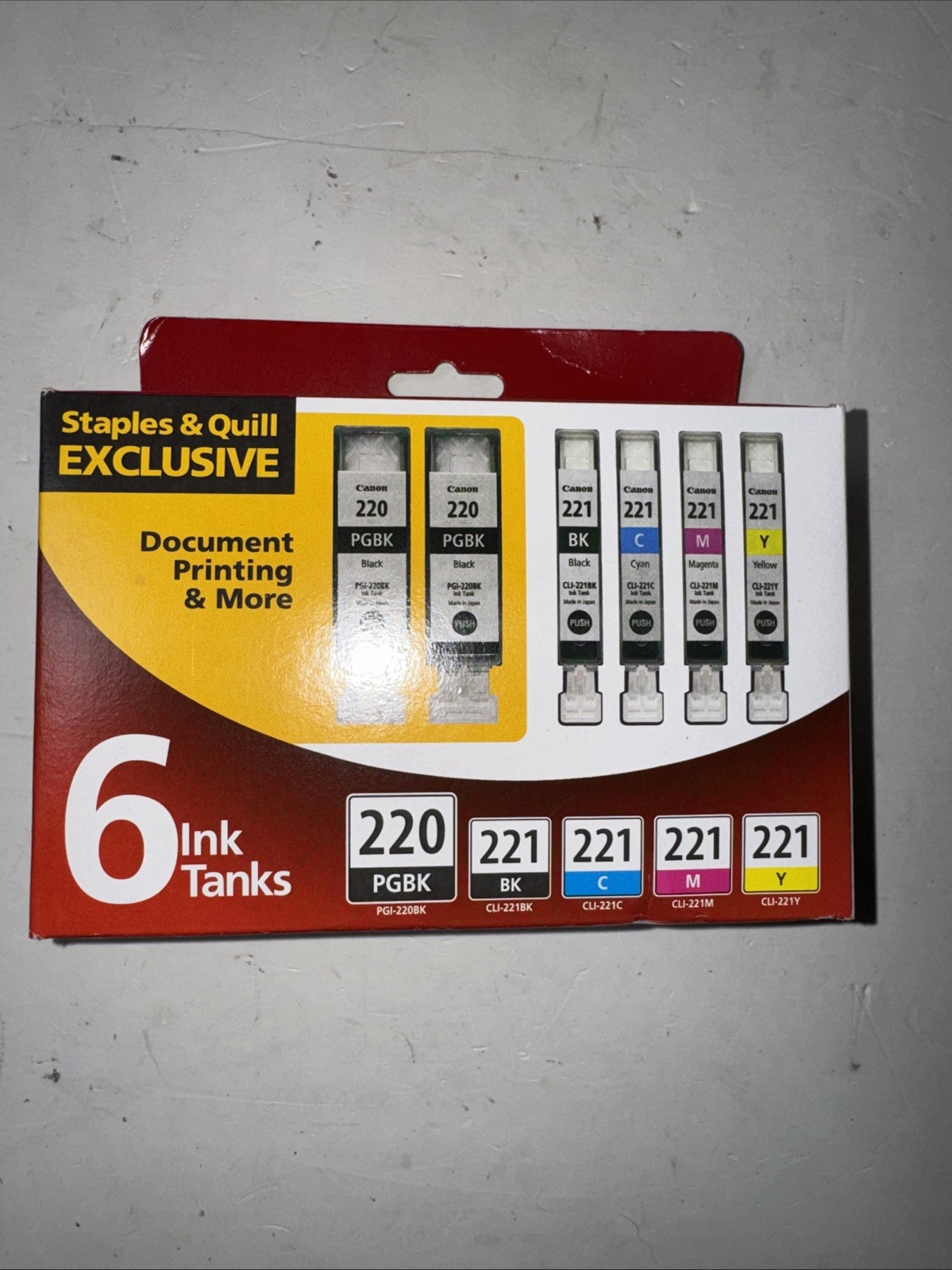Authentic Canon PGI-220 Black & CLI-221 B/C/M/Y Ink Cartridges (6 Pack) NEW
