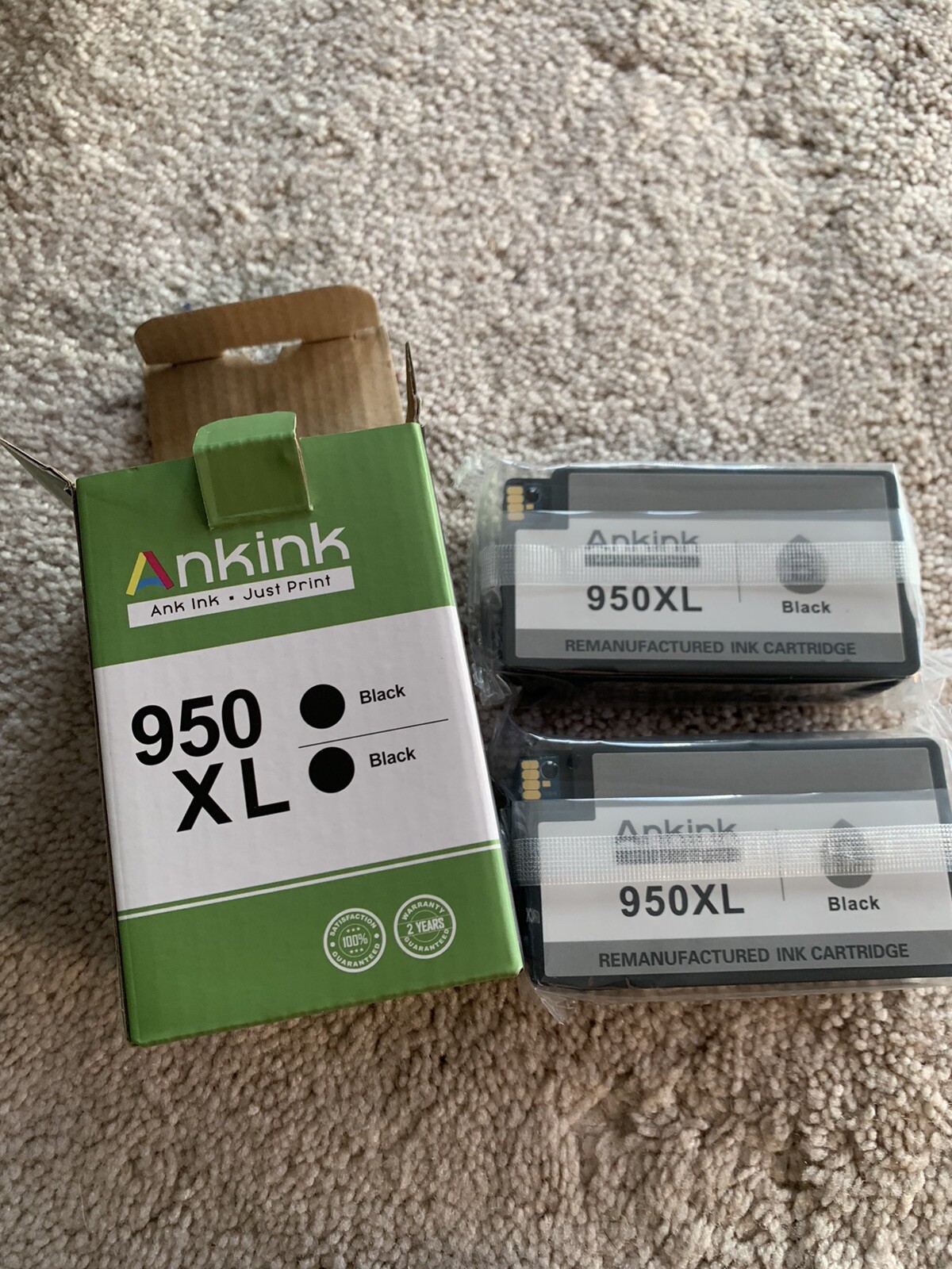 2 pack compare HP printer ink 950XL black NEW ankink 