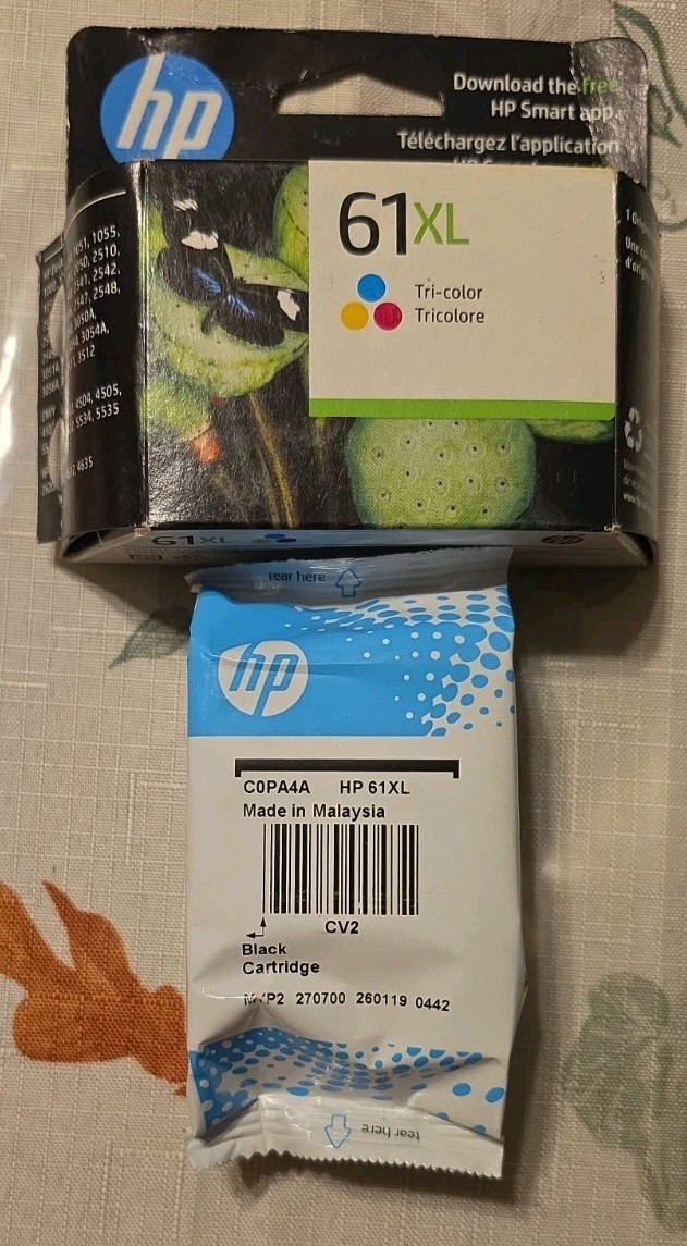 Mar/2026 HP 61XL Black & 61XL Tri-Color Genuine 2-Pack 