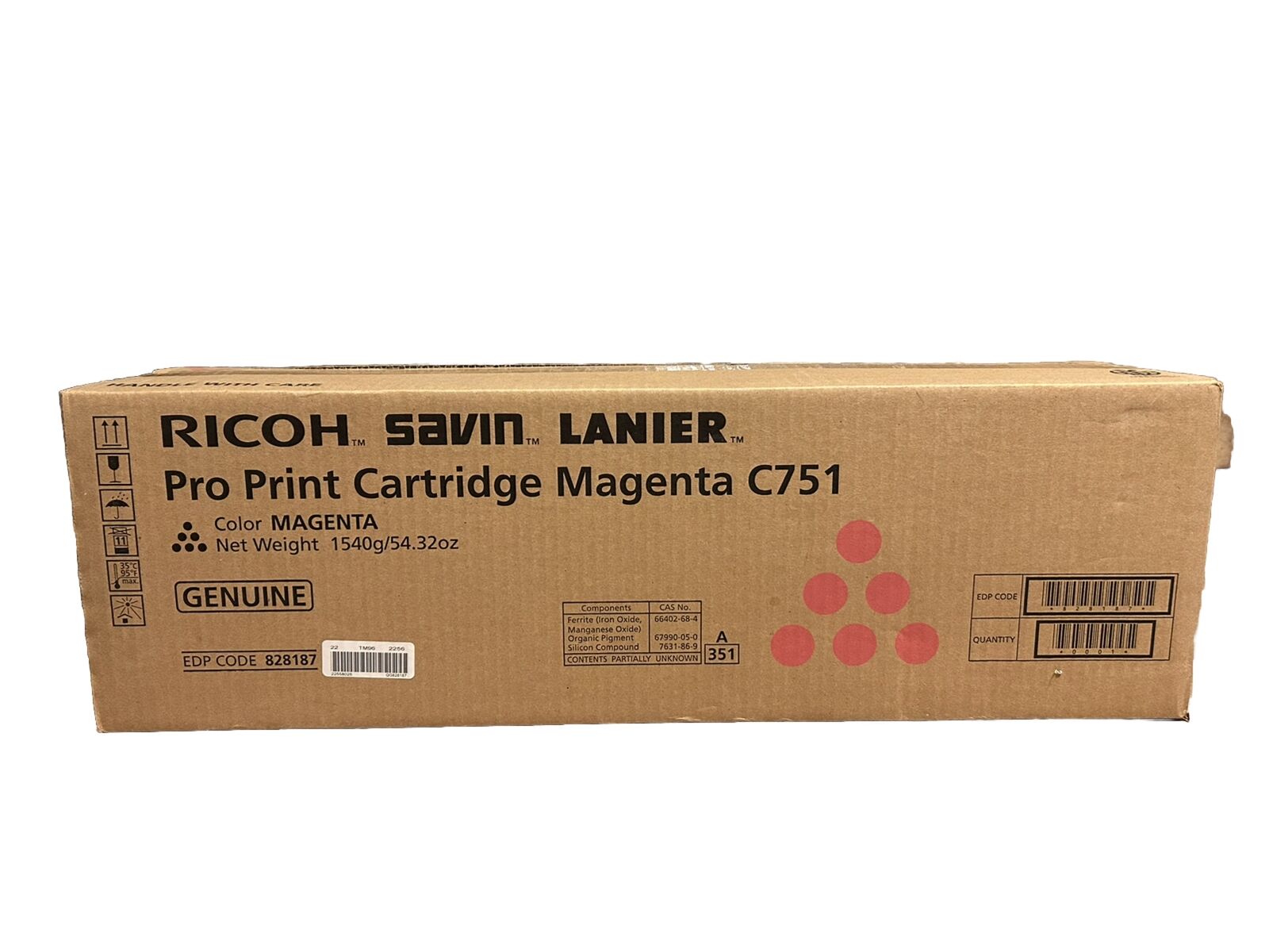 Genuine Ricoh 828187 Magenta Toner Cartridge For Pro C751, Pro C651EX - NEW