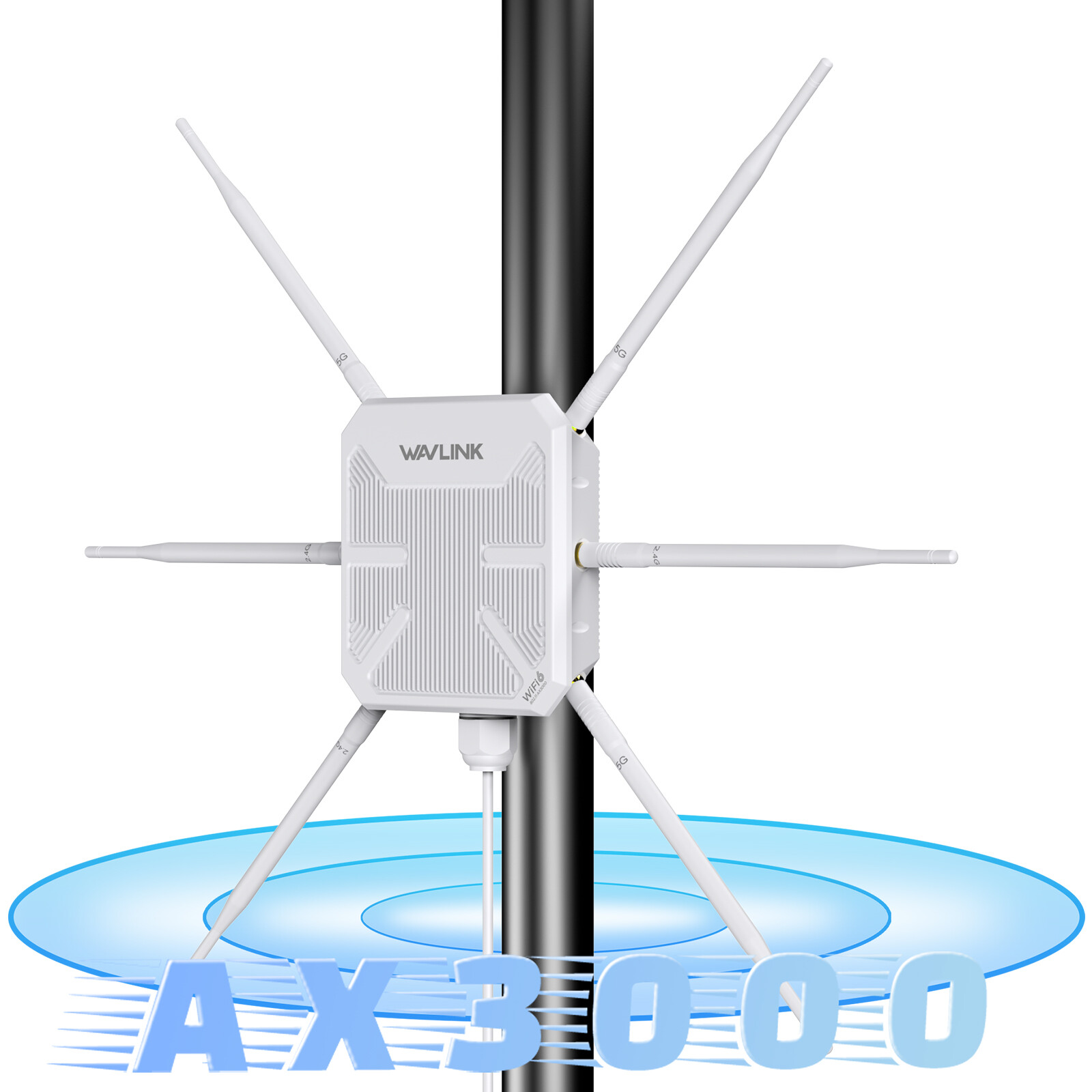 WAVLINK AX3000 Outdoor WiFi 6 Extender WN588HX3 Long-Range WiFi Router PoE/IP67
