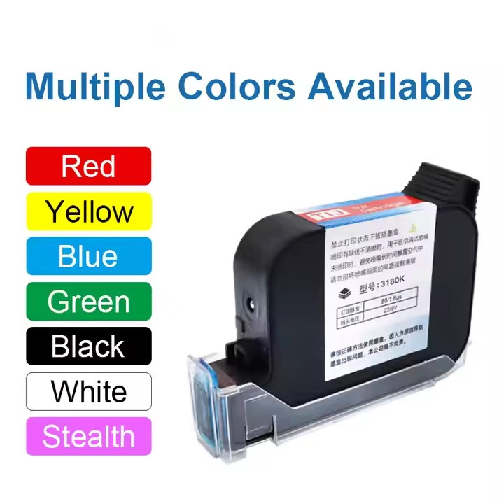 3-Pack 12.7mm Quick-Dry Ink Cartridge for Handheld Inkjet Printer Coder