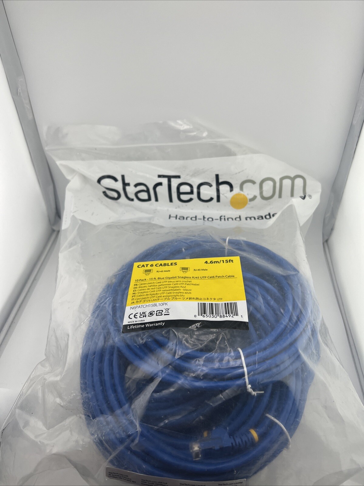 StarTech.com 15 ft. CAT6 Cable BlueCAT6 Patch Cable Snagless RJ45 10 pk