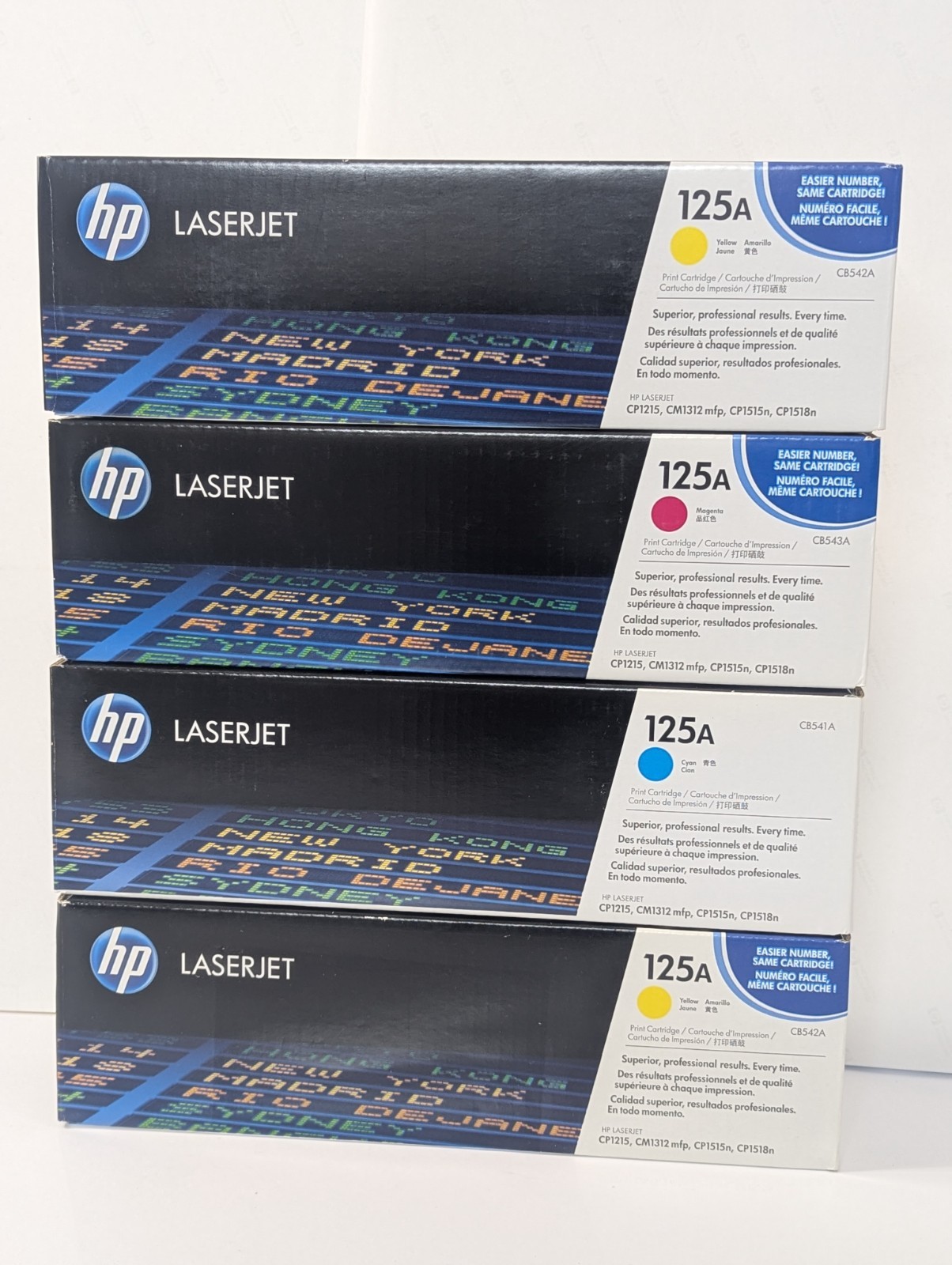 4X GENUINE HP 125A TONER CYAN MAGENTA YELLOW CB541A CB542A CB543A - SEALED BOXES