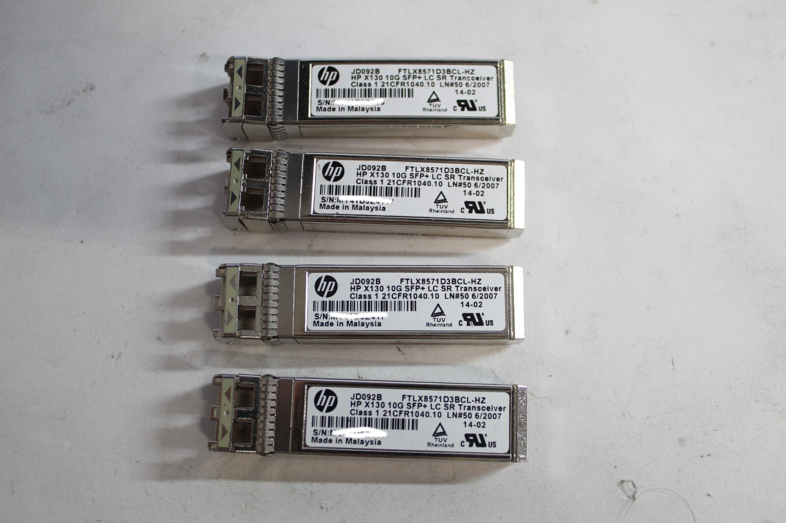 Lot of*4 HP JD092B X130 10G SFP+ LC SR FTLX8571D3BCL-HZ Optical Tranciever