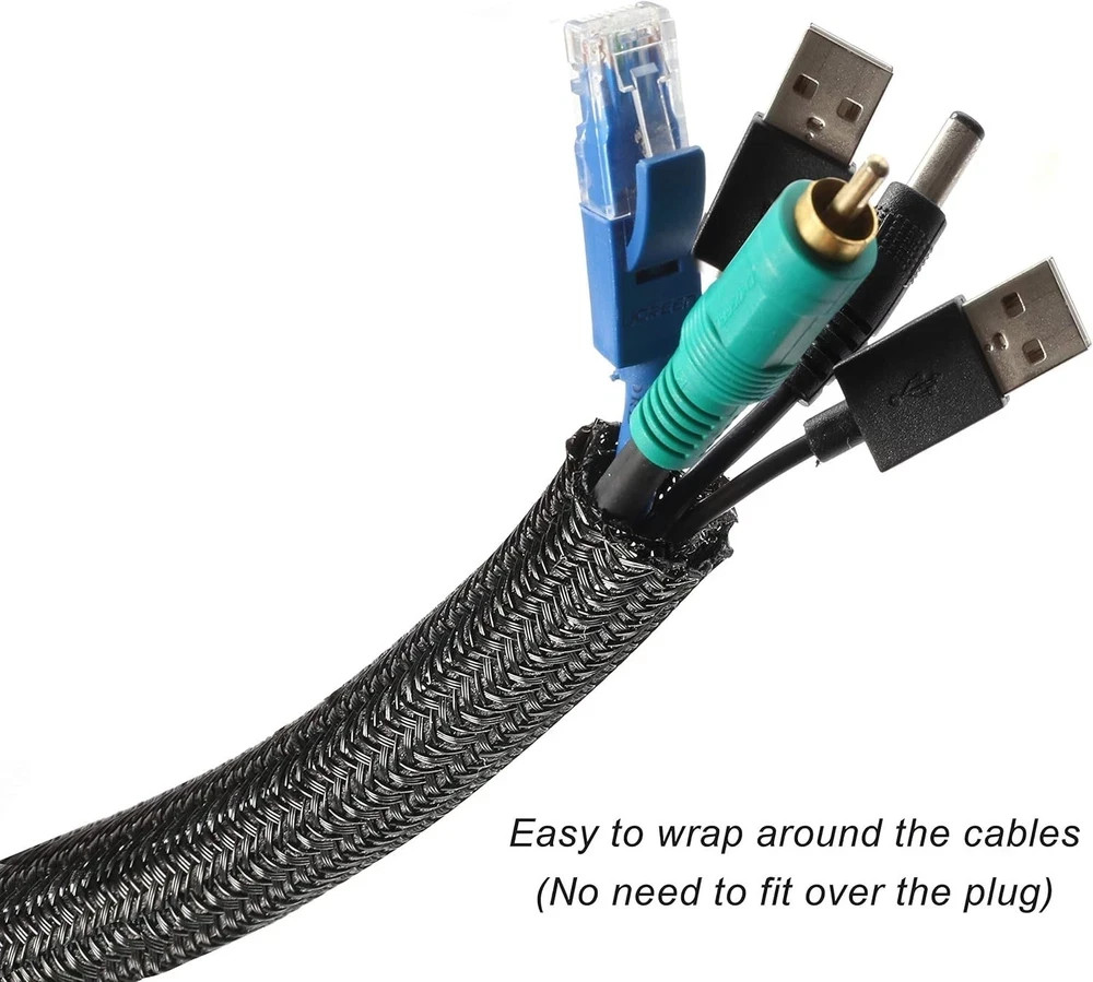 Funda protectora para cables trenzados de 25 pies y 1/2 pulgada