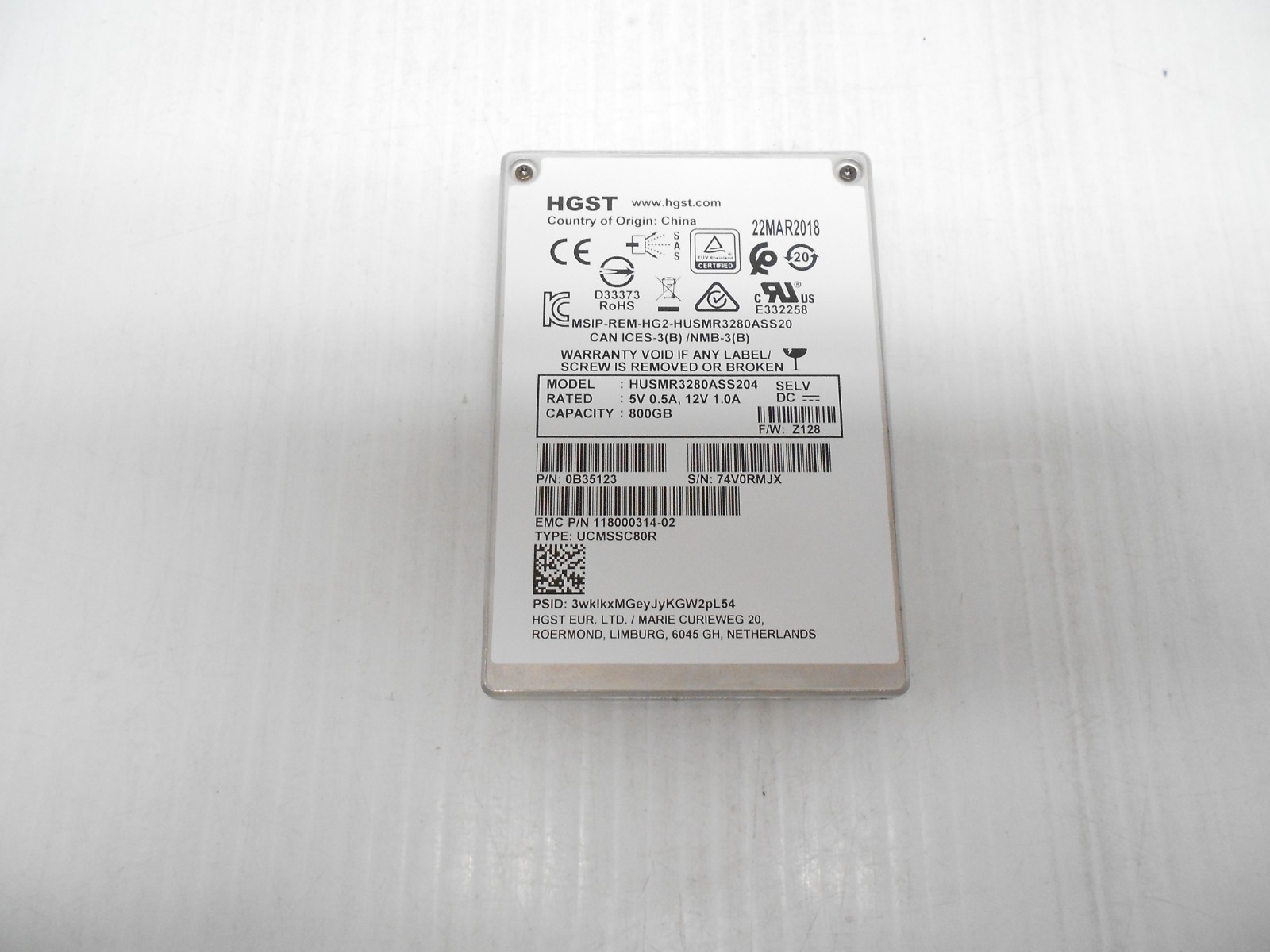 HGST Hitachi 800GB SSD SAS 6Gbps Hard Drive 2.5" HUSMR3280ASS204 Fits Dell / HP