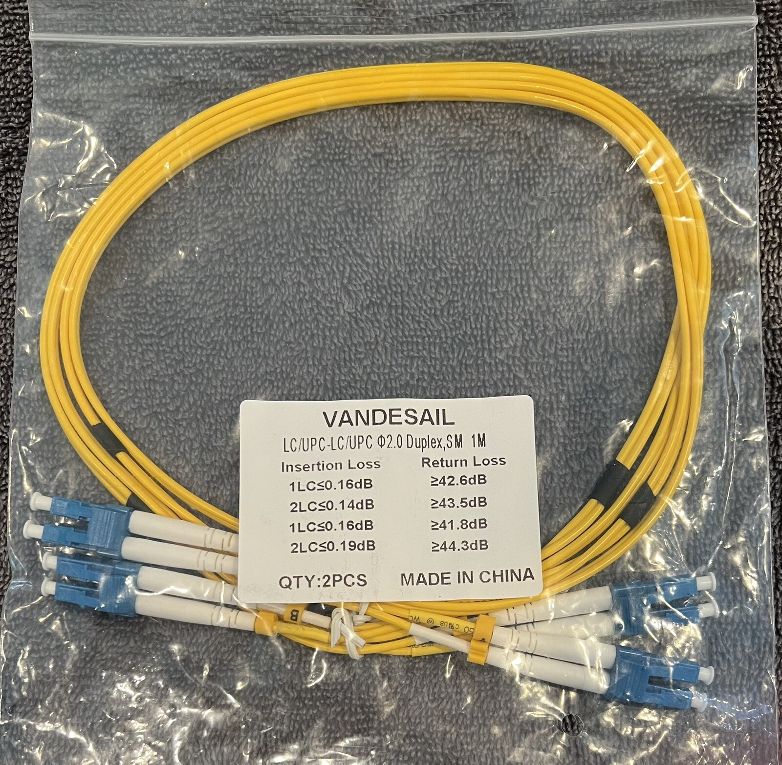 LC to SC Fiber Patch Cable Mode Duplex - 1M (3.28ft) - 9/125 um OS1 LSZH - A0031