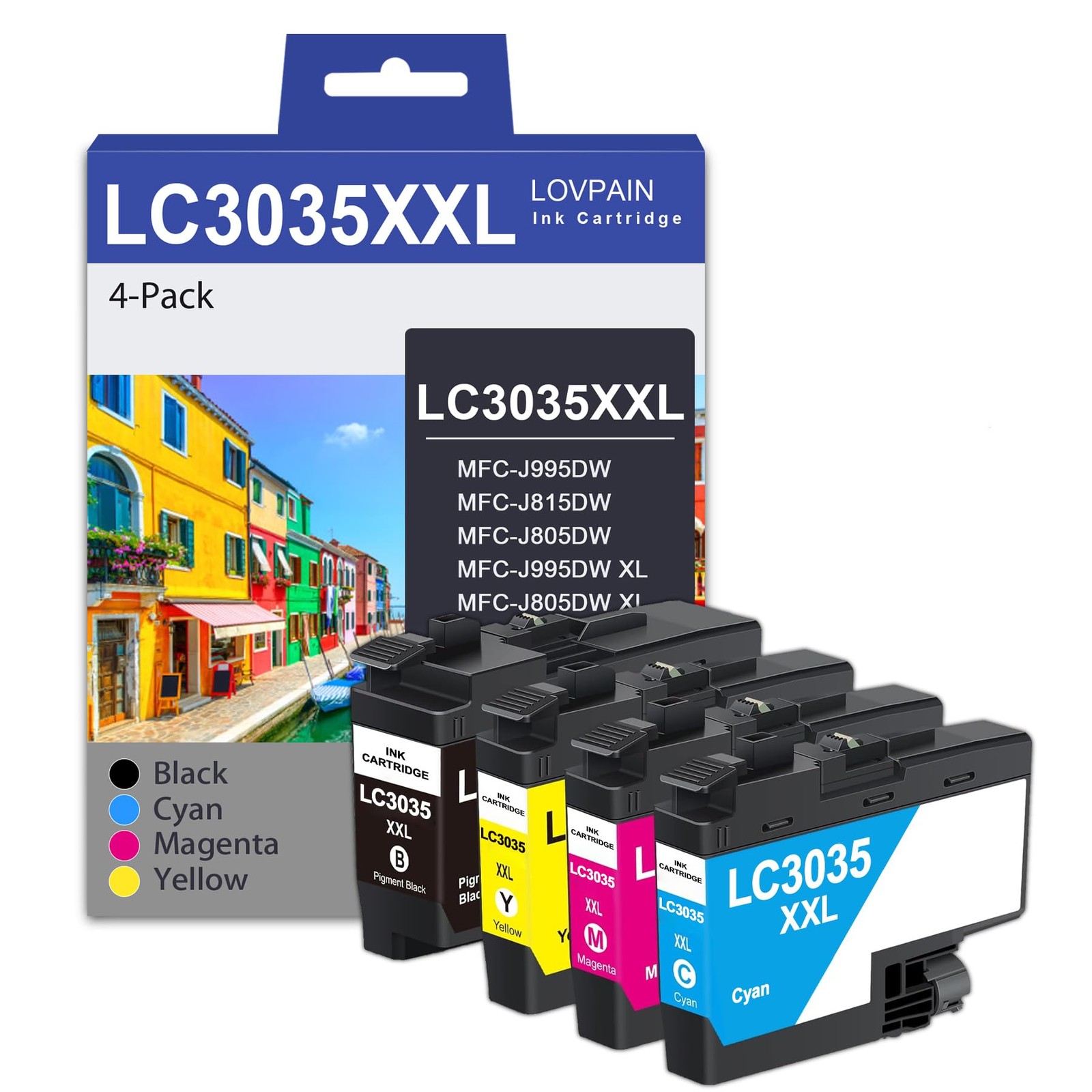 LC3035XXL Ultra High Yield Ink Cartridge Set (4-Pack, 1BK/1C/1M/1Y) for Broth...