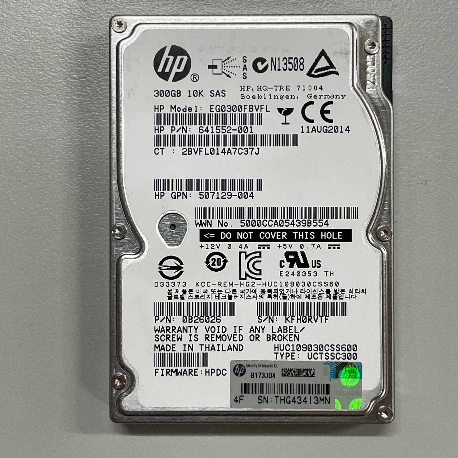 HP EG0300FBVFL 300GB 2.5" SAS HDD 6Gbps 10K RPM 64MB Cache Hot Swap 641552-001
