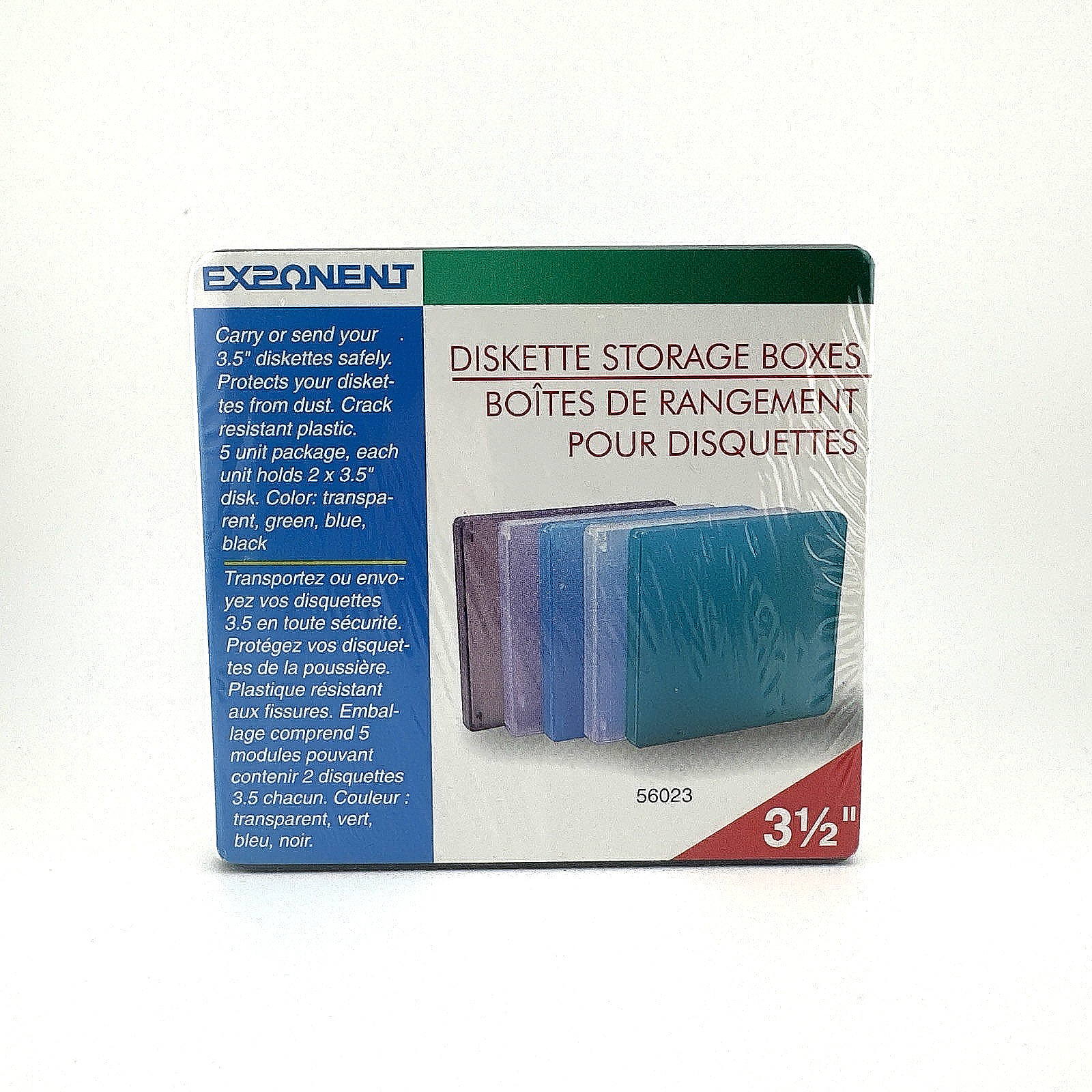 Vintage 90s Exponent 3.5" Floppy Disk Storage Boxes 5-Pack 10 Disks - Sealed