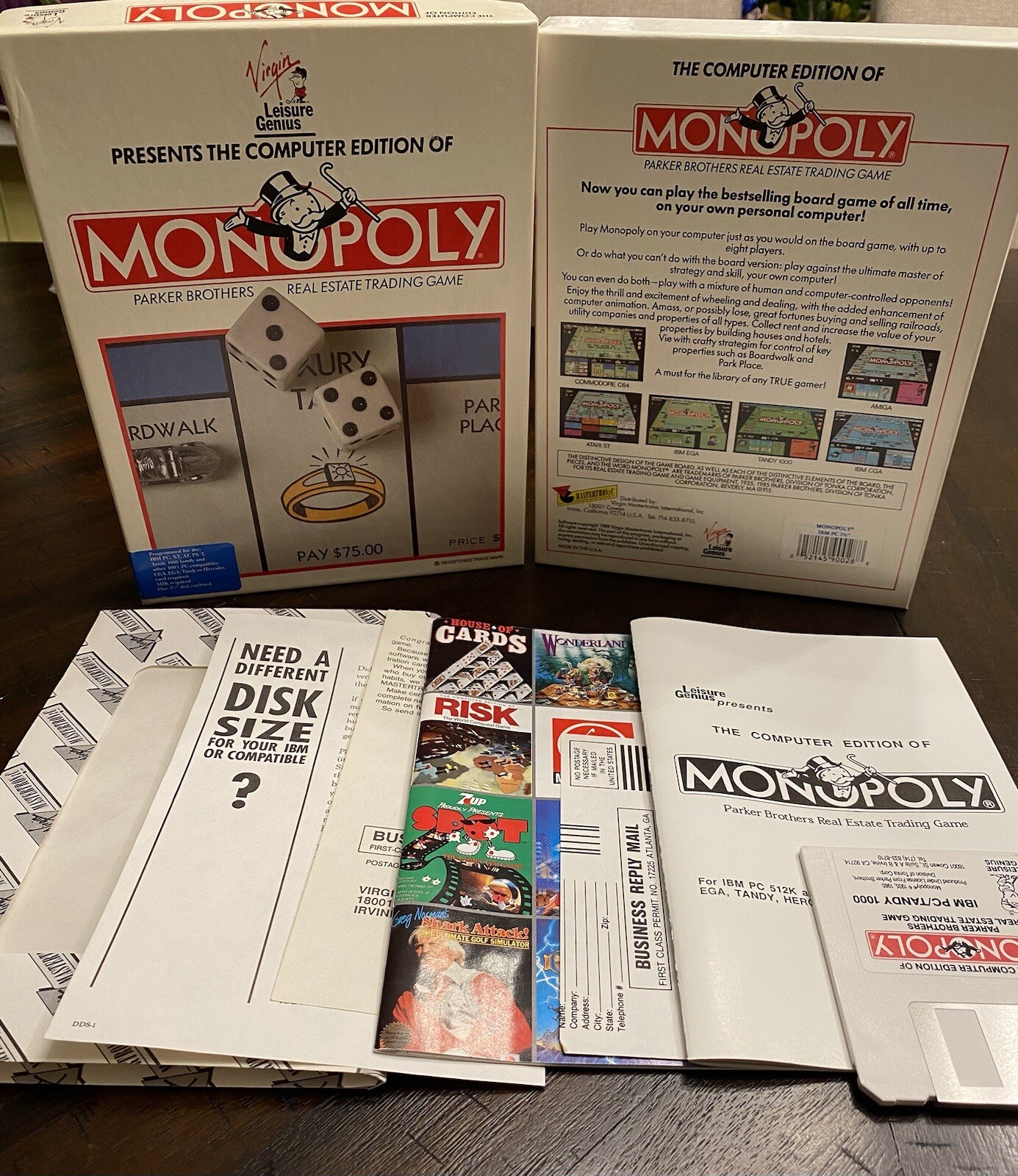 Monopoly IBM PC TANDY 1000 3.5"  1985 Vintage COMPLETE Original Packaging