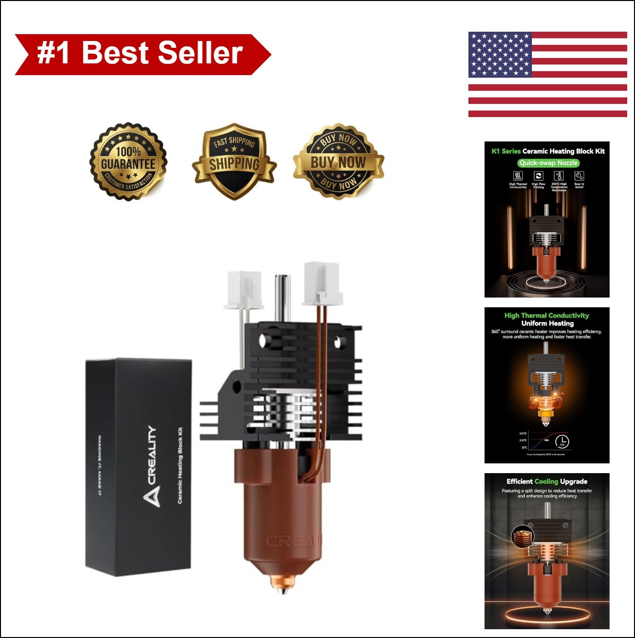 Ceramic Heating Block Kit for K1 Series 600mm/s High Speed Hotend Upgrade with