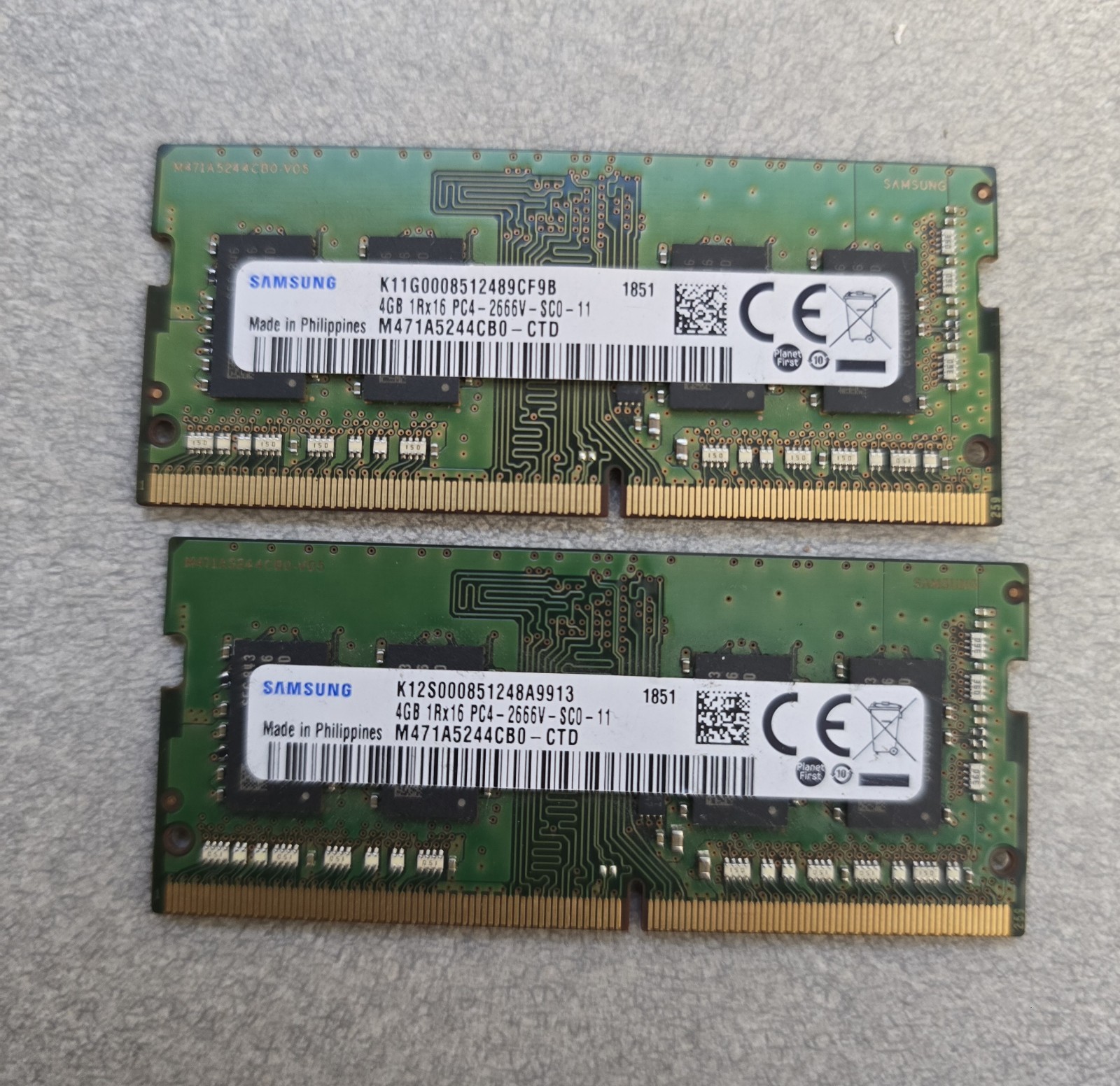 OEM Samsung 8GB 2x4GB DDR4 2666 SODIMM M471A5244CB0-CTD Laptop RAM