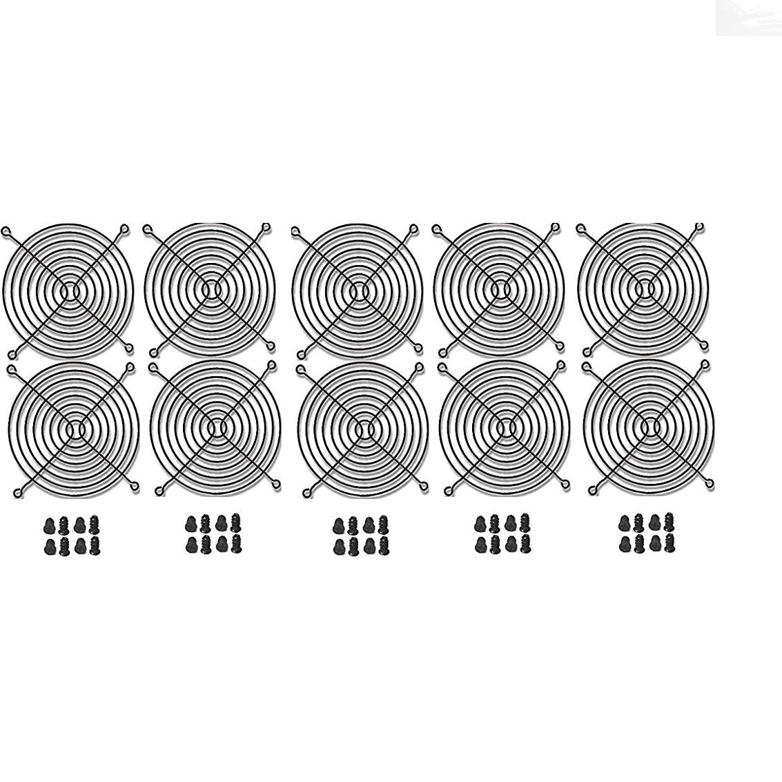 Durable 120mm Black Finger Grills - 10 Pack with Screws for Desktops & Cabinets