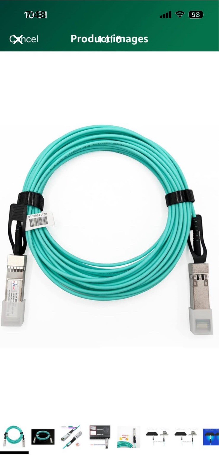 New Elfcam 25m / 82Ft Fibre Optic Cables SFP + To SFP, 10 GPS, OM3, AOC,