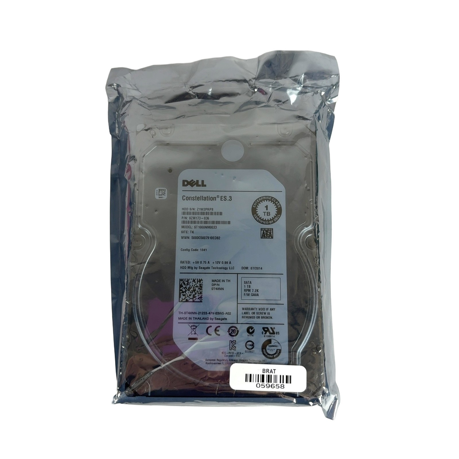 Dell T4XNN ST1000NM0033 1TB 7.2K 128M SATA 3.5-inch Server Hard Drive