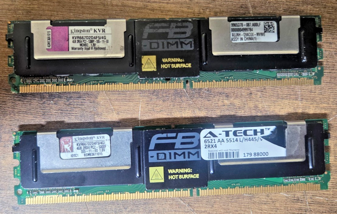 52G 13x4 DDR2  KINGSTON PC2-5300F KVR667D2D4F5/4G 4GB 2RX4 FB-DIMM SERVER RAM