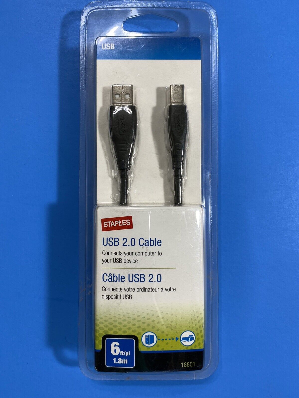 Staples USB 2.0 Cable 6ft 1.8m - New Sealed
