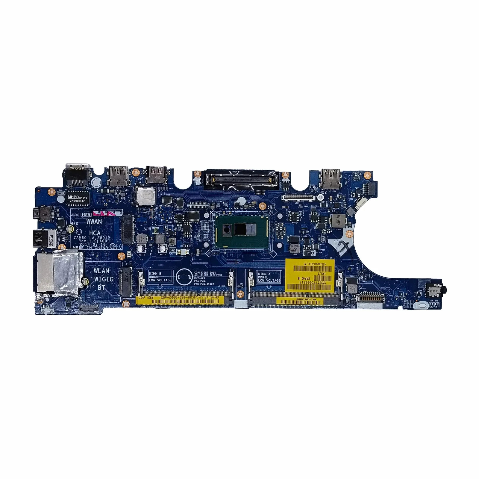 For Dell Latitude E5250 05432V Laptop Motherboard LA-A891P 2981U 4519R631L20