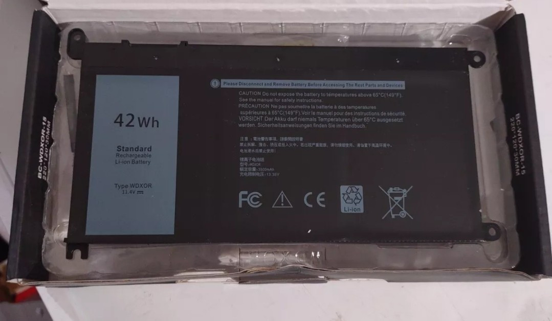 42Wh 11.4V WDXOR A0D63-EA-XY Laptop Battery for Dell Inspiron 15 5568 13 7368 