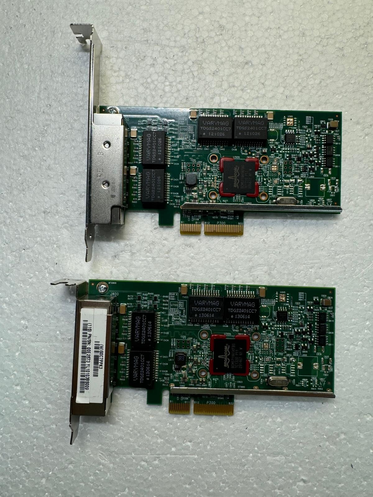 Lot of 2 IBM Broadcom 00E2872 1GB Quad Port Ethernet-TX PCI-E Adapter Card