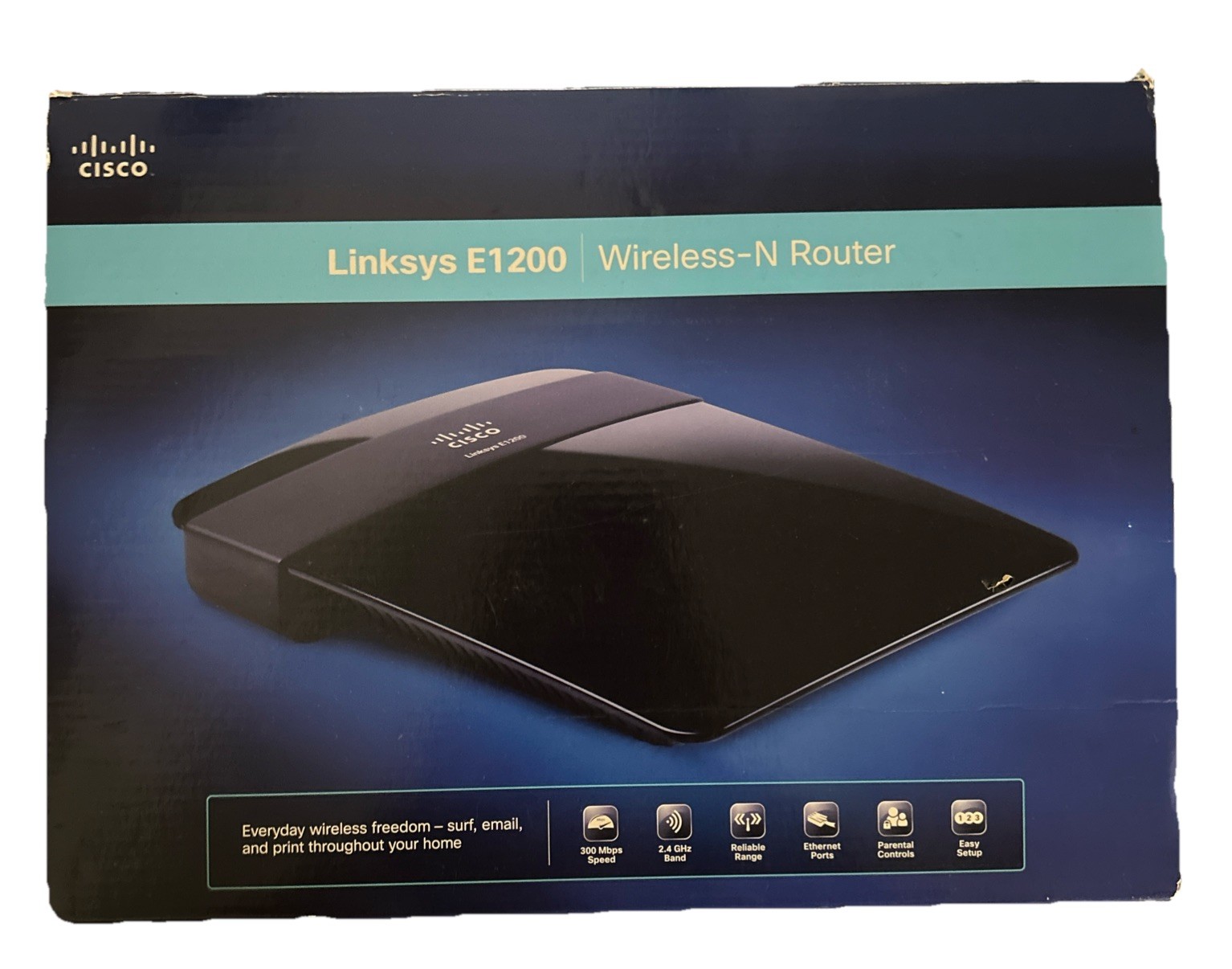 Cisco Linksys E1200 Wireless N300 802.11n Router WiFi 4 Ports No Ethernet Cable