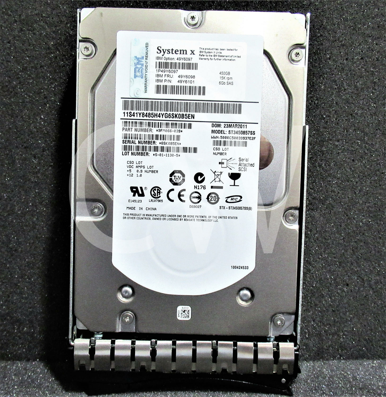 49Y6098 49Y6097 49Y6101 IBM 450GB 15000RPM 6Gbps 3.5" SAS SERVER HDD Hard Drive