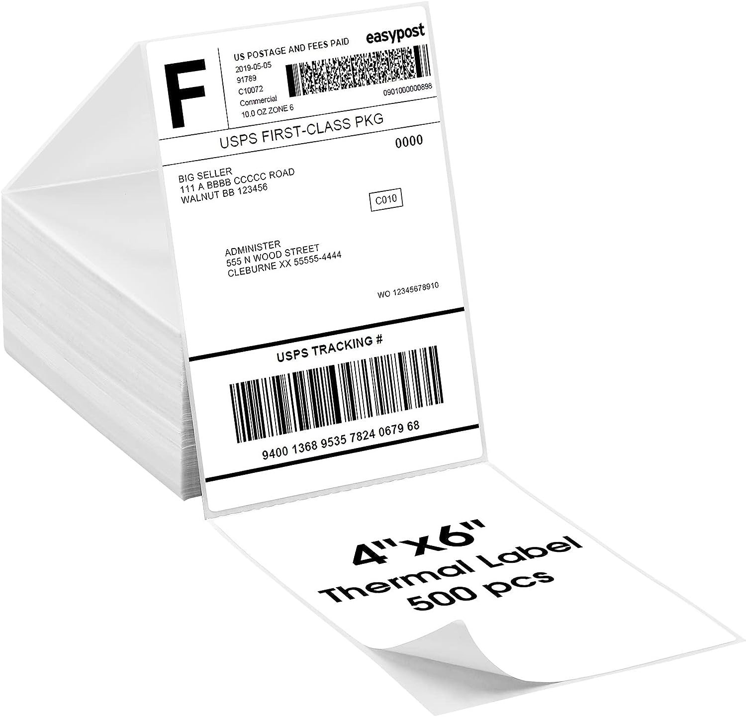 500* 4 x 6 Sticker Thermal Shipping Label for Zebra Rollo Munbyn VRETTI Printer