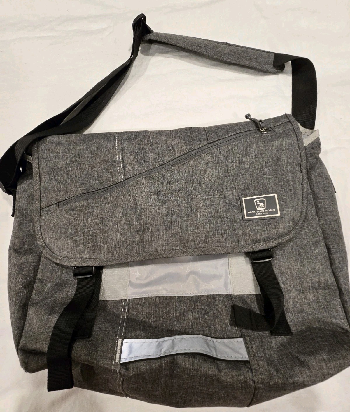 Messenger Laptop Bag 18" Gray Travel Commuter Crossbody Shoulder Work School